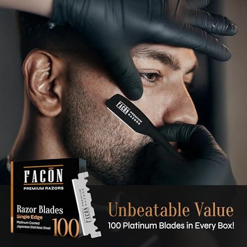 FACON Facn Straight Razors for Men - Professional Barber Straight Edge Razor Kit with 100 Blades,Japanese Stainless Steel Barbero Shaver for a Smooth & Precise Shave, Premium Barber Razor for Men's Shaving
