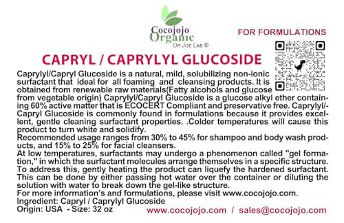 Dr Joe Lab Dr Joe Lab Capryl Glucoside Liquid Surfactant - Caprylyl Natural, Plant Derived - DIY Skin Care - Shower Gels, Foaming, Body Soap, Shampoos Baby Products Face Cleansers - COCOJOJO (32 oz)