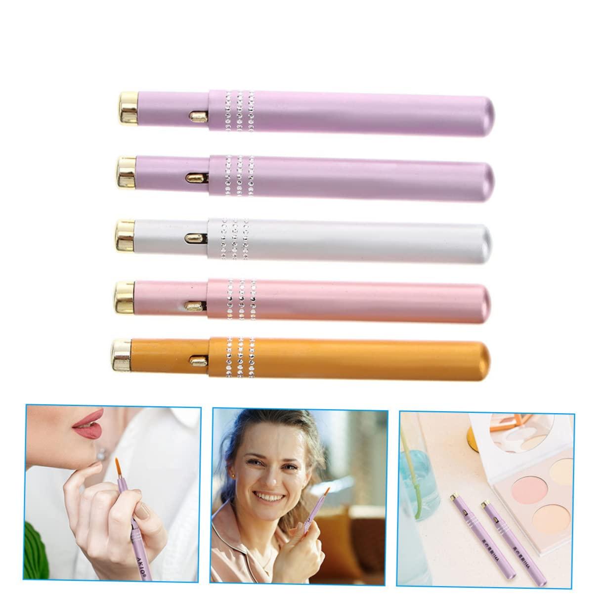 Healifty 20 Pcs retractable lip brush lipstick brush lipstick lip brush with cap concealer applicator reusable lip brush lip lip balm Metal shell aluminum alloy travel