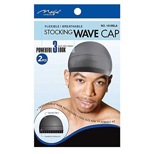 MAGIC MAGIC Stocking Wave Cap Pack Hair Du Rag - 1 Black and 1 White, Spandex Fabric, Flexible, Breathable, one Size, Comfortable, Wig, Hair Extensions, Wig Cap, Stays on Your Head