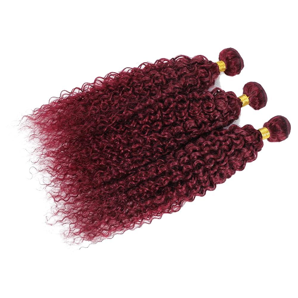 SUHKRPT 18 20 22 Inch 99J Bundles Burgundy Curly Wave Human Hair Bundles Brazilain 99J Red Bundles Virgin Hair Wine Red Kinky Curly Bundles Human Hair Extensions