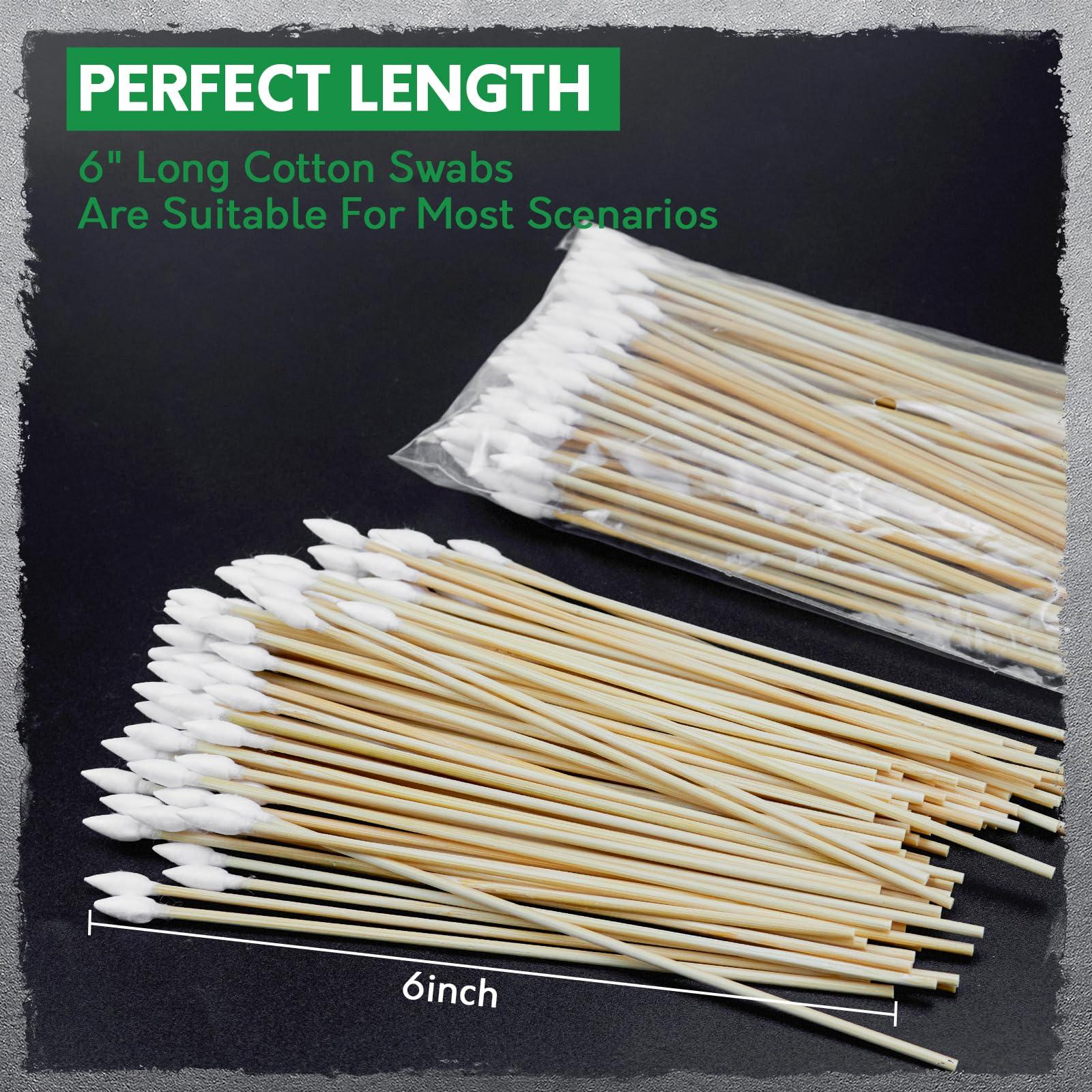 UrbanAbode 700PCS 6" Long Cotton Swabs - Strong Cleaning Swab with Bamboo Handle - Lint Free Cotton Swabs with Wooden Sticks - Cotton Tipped Applicators for Gun Cleaning, Makeup Removing, Pet Car (UrbanAbode)