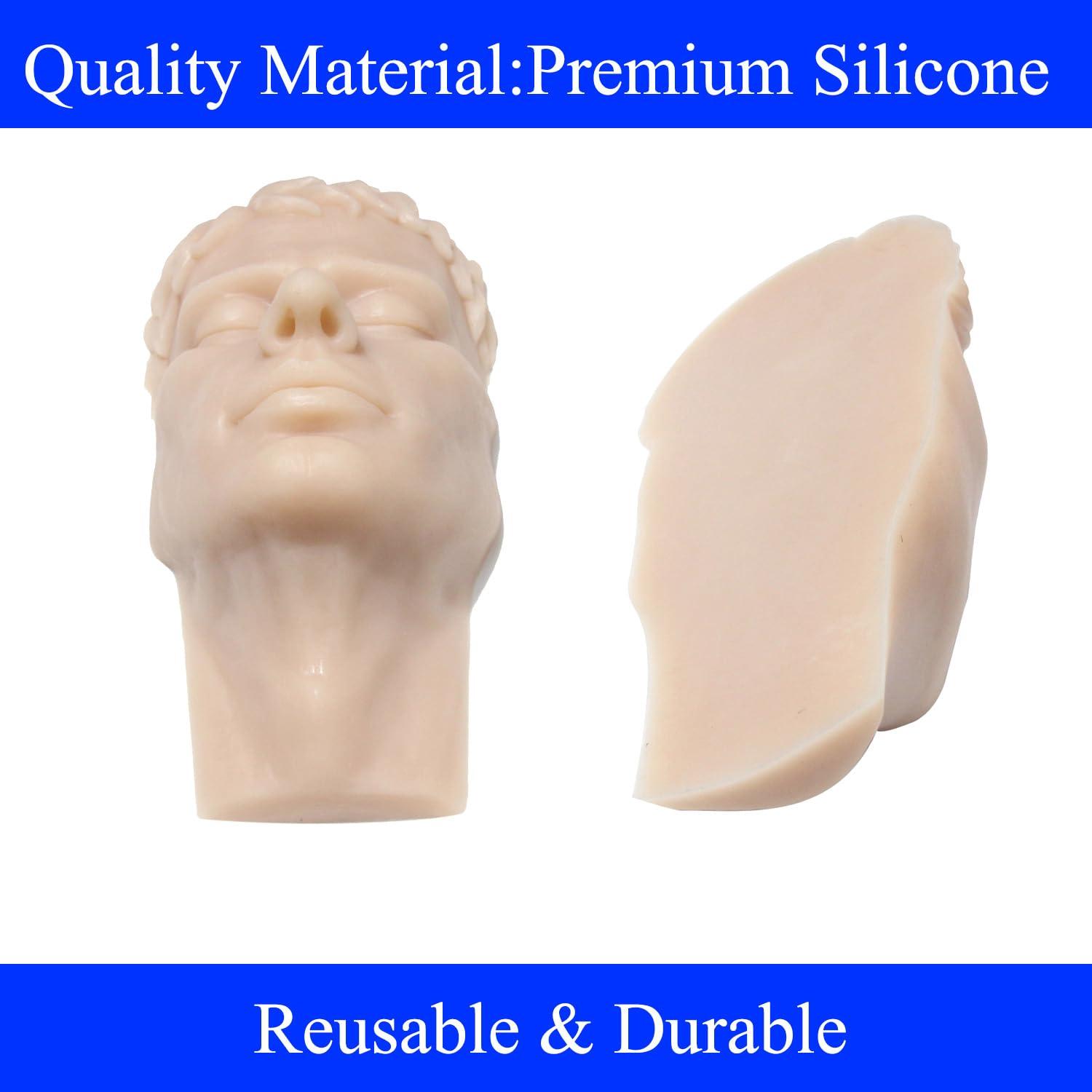 JUYO VONSAN JUYO VONSAN Injection Training Mannequin Face Silicone Head Facial Injection Face Nose ModelNot TPE for Piercing Tattoo Practice Medical Student (Man Head)