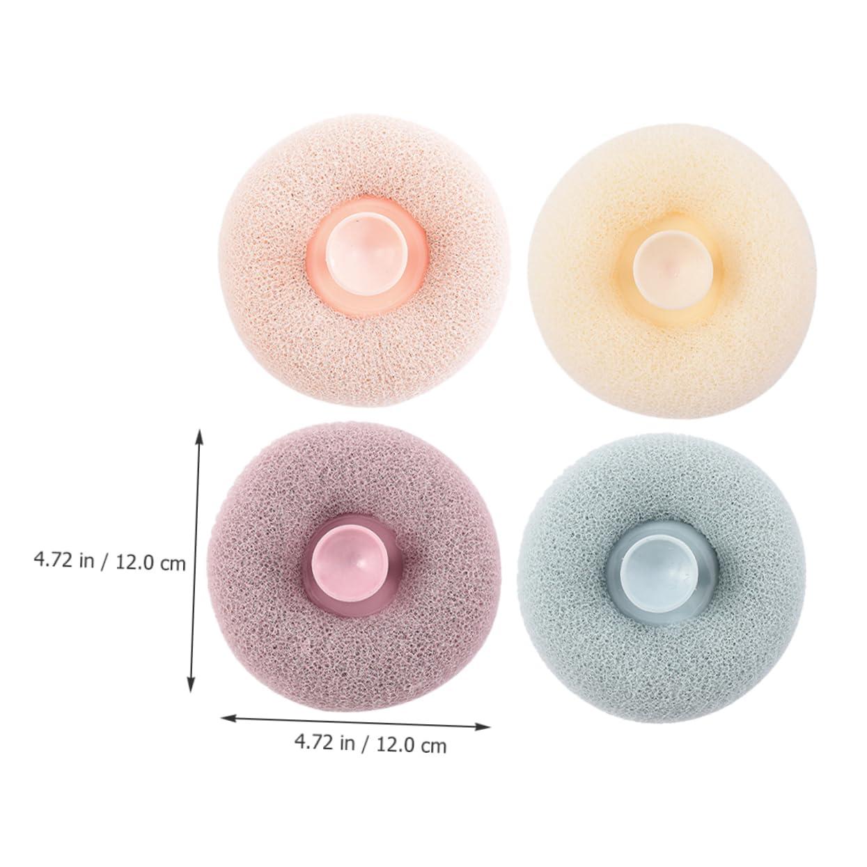 Baluue Baluue 4pcs Bathing Ball Scrubber Set Rich Foaming Loofahs for Shower Portable Bath Skin Scrubber Blood Tooth Impatiens Light Colors