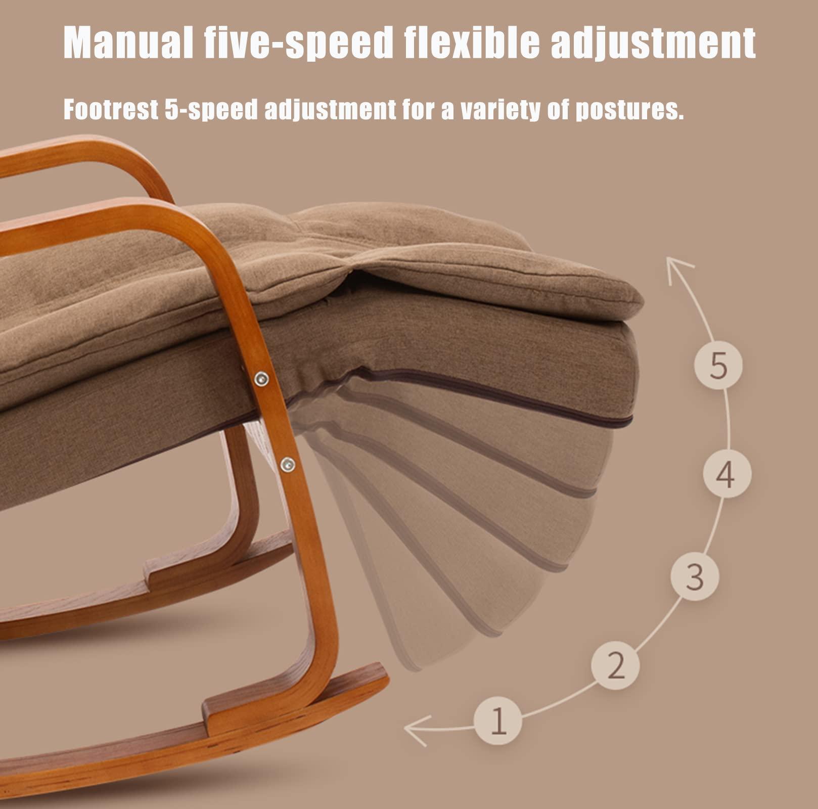 TBQATNTS Wood Rocker Recliner with Footrest and Massage,Multifunctional Rocking Massage Chair and Recliner,Shiatsu Massage Chair,with Vibration Massage and Heating Function for Body Relaxation,Brown,White,2