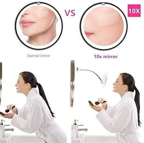 jshdufhuegfdbcngbg Mirrors Makeup LED with Strong Suction Vanity 10X Magnifying for Bathroom Tabletop