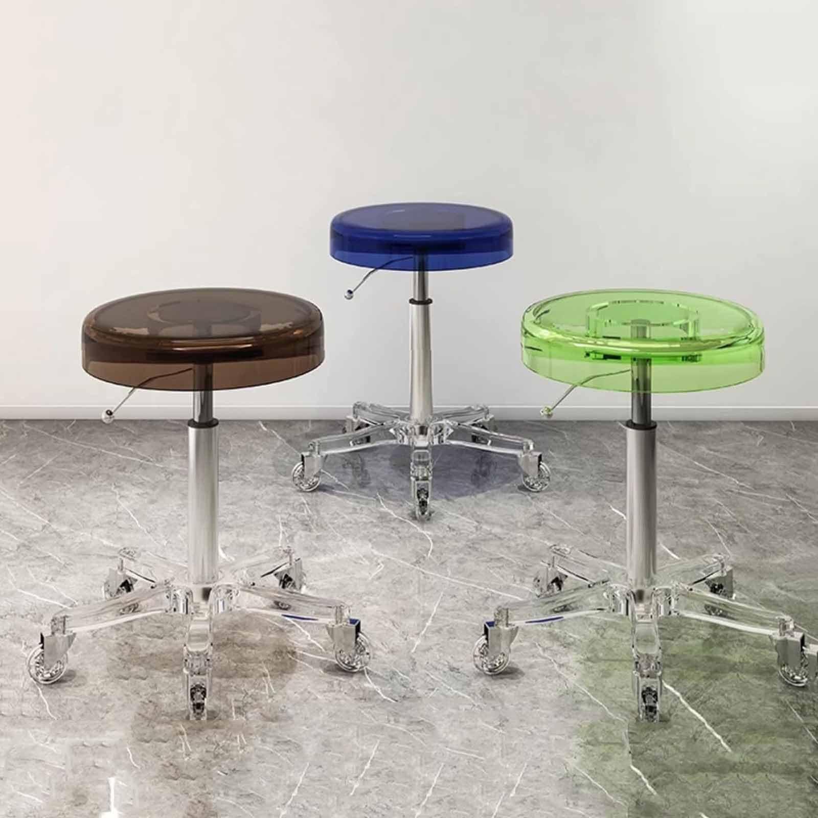 LOVEHOUGE N/A Adjustable Height Acrylic Rolling Salon Stool, 360Rolling with Wheels Salon Stool, for Work Office Massage Stools Task Chair,A,45~55cm