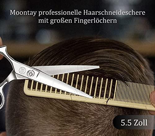 Moontay Moontay 5.5" Hair Cutting Shears with Large Finger Holes, Professional Barber Stylist Scissors, Salon Hair Cutting Scissors, 440C Japanese Stainless Steel, Silver