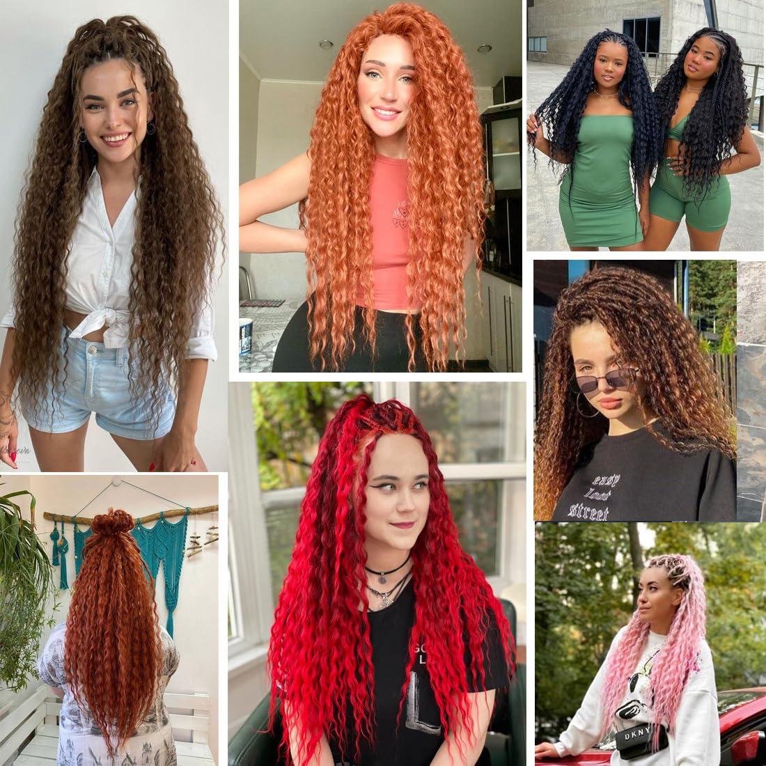 Sarannala Brazilian Curly Braids Crochet Twist Hair 30inches 3Packs Afro Kinky Curly Braiding Hair Extensions Deep Curly Crochet Hair Synthetic Water Wave Braid Hair(30Inch,1B/ Silver Grey)