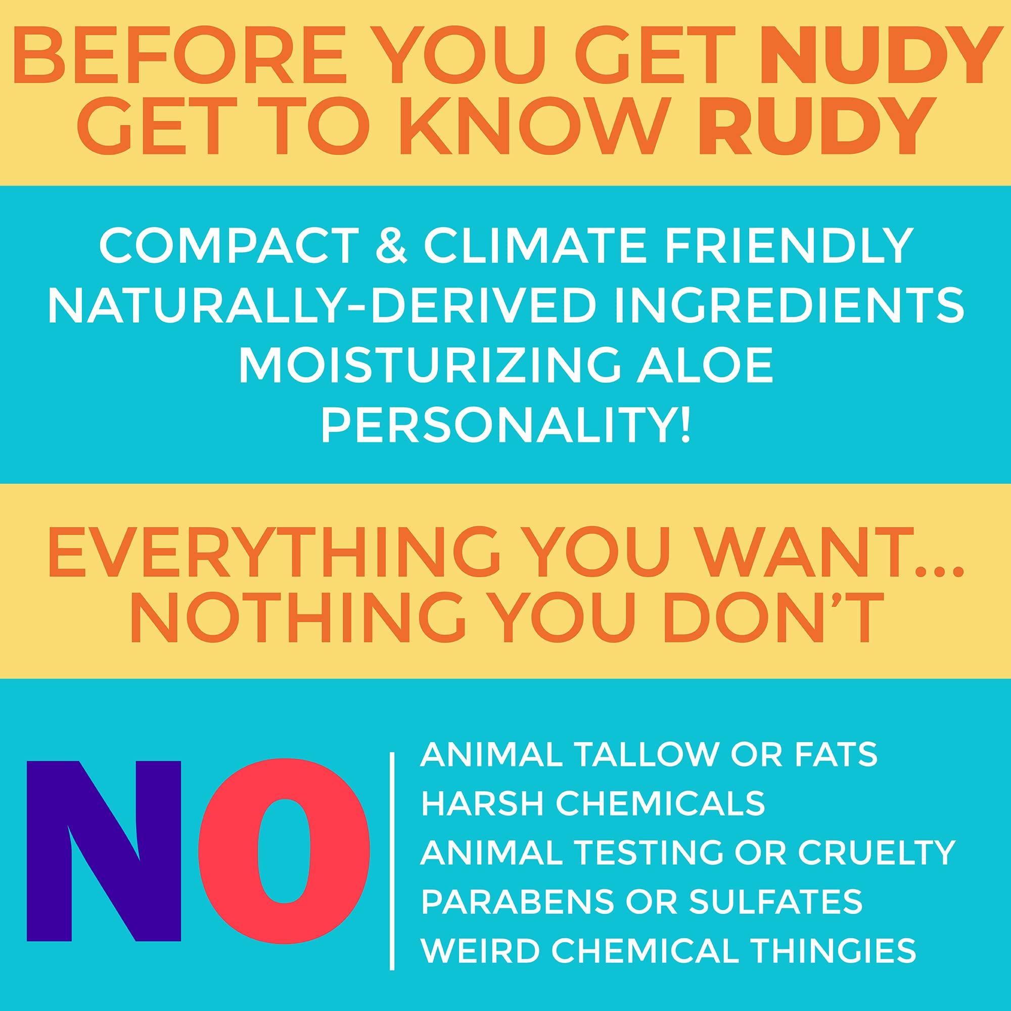 Nudy Rudy Nudy Rudy Sea Salt Suds 2 Pack, Liquid Body Wash Bundle with Bonus Soap Bar, Aloe Vera and Vitamin E, Moisturizing Shower Gel and Hand Soap for Men and Women 16.9 fl oz and 4.2 oz