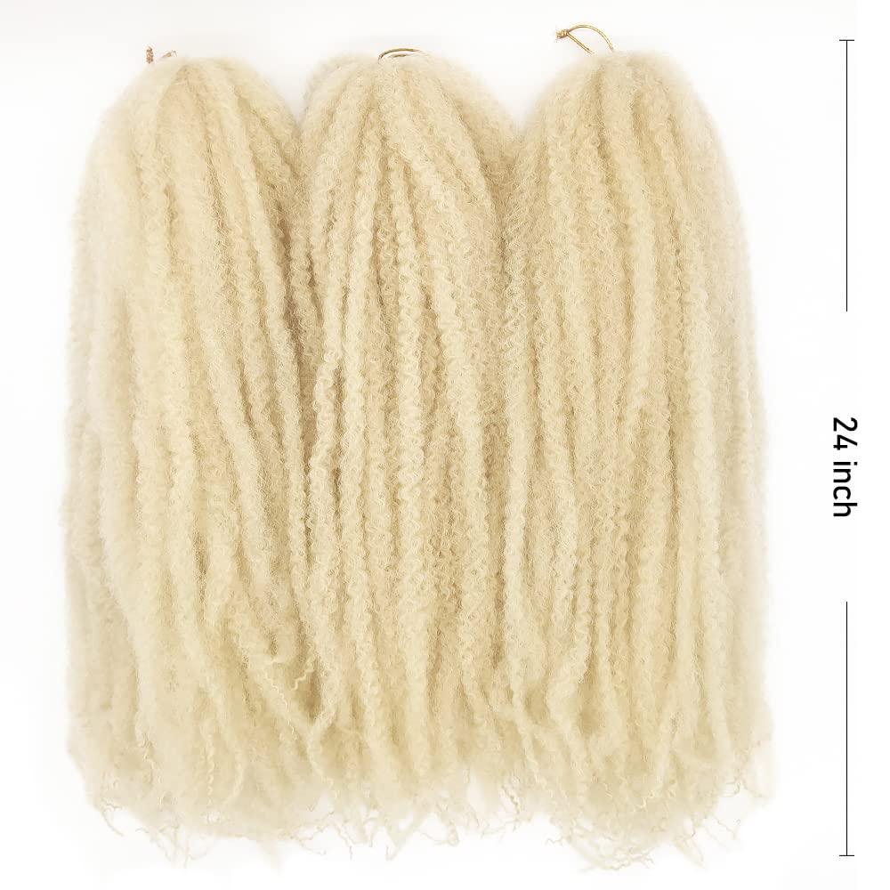 KGBFASS KGBFASS 24inch Blonde Marley Braiding Hair Long Kinky Curly Marley Twist Braiding Hair for Faux Locs Box Braids Crochet Hair Extension Black Women 3Pcs(613#)