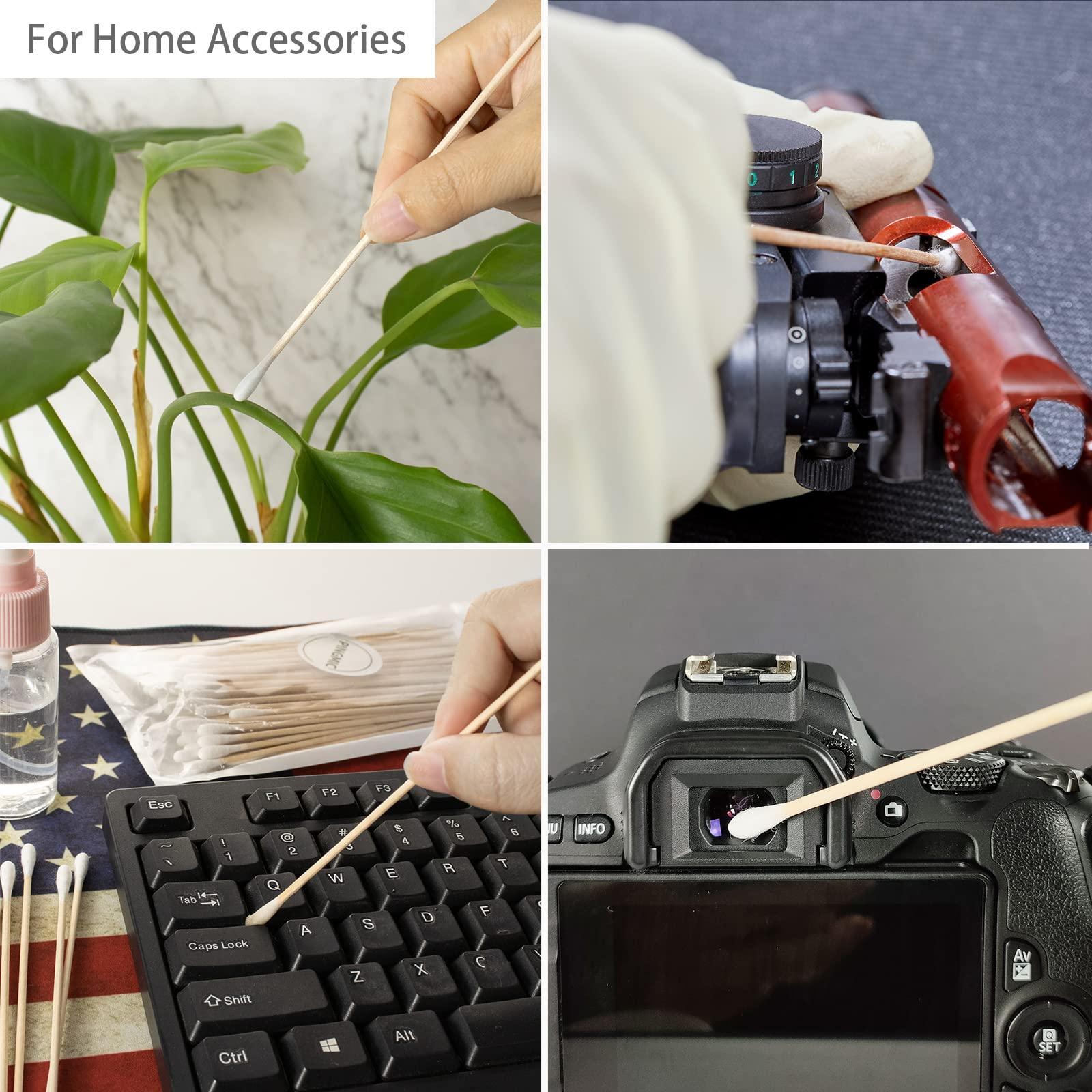 Bcowos Long Cotton Swabs 1000 Count - Extra Long Cotton Buds, Cotton Swabs with Wooden Sticks - Cotton Swabs for Makeup Ears Pets Care Gun Cleaning - Biodegradable Swabsticks