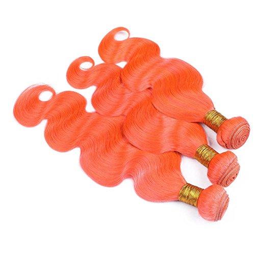 Tony beauty hair Tony Beauty Hair Indian Virgin Hair Wefts Pure Orange with Ear to Ear Frontal Body Wave Wavy Orange Human Hair Weaves 3 Bundle Deals with 13x4 Lace Frontal Closure 4Pcs Lot (10 10 10+10)