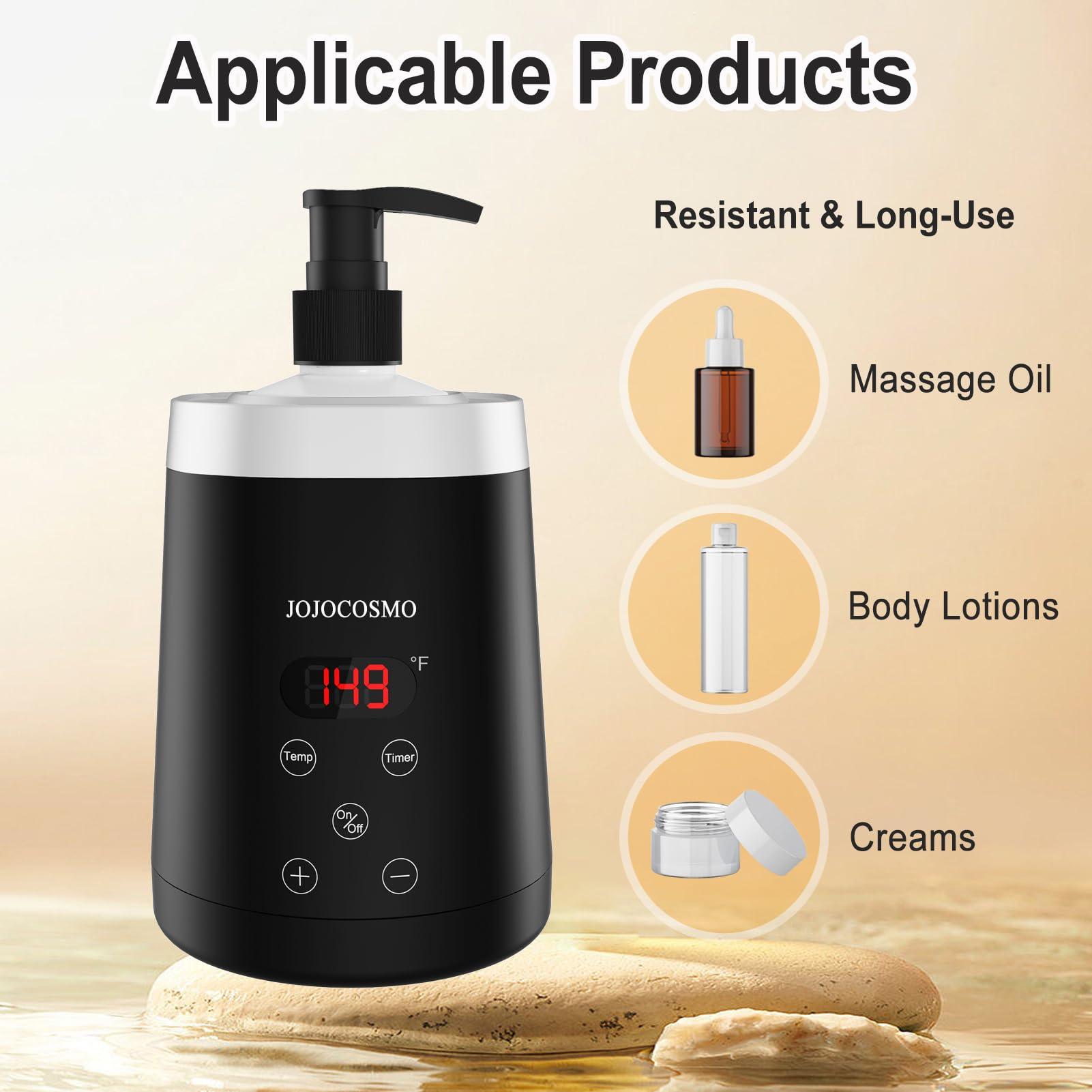 JOJOCOSMO JOJOCOSMO Massage Oil Warmer Bottle Professional Massage Lotion Heater for SPA, Automatic Warmer Heated Oil Lotion Cream for Salon, Home, with Two Oil Bottle Dispenser (White)