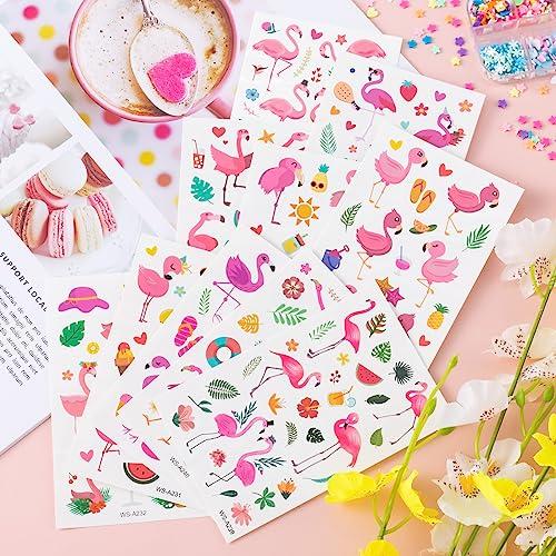HINZIC HINZIC 20 Sheets Cute Animal Temporary Tattoo for Kids Play, Vinyl Waterproof Flamingo Summer Cartoon Tattoos Stickers for Children Party Makeup Cosplay Drama Shows