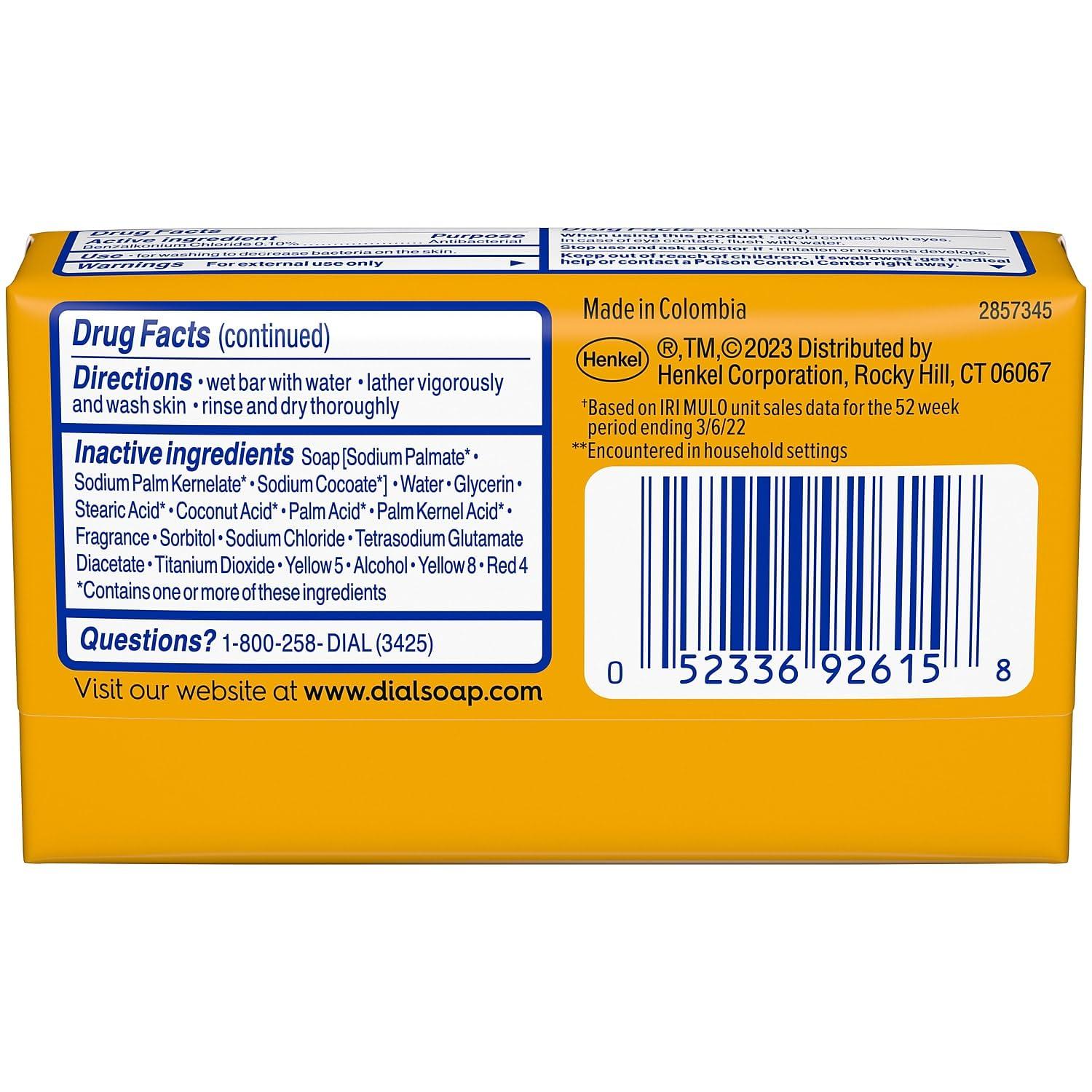 Dial Dial Advanced Clean Antibacterial Deodorant Bar Soap, Gold Scent, 4 Oz., 36 Bars/Box (00052336926172)