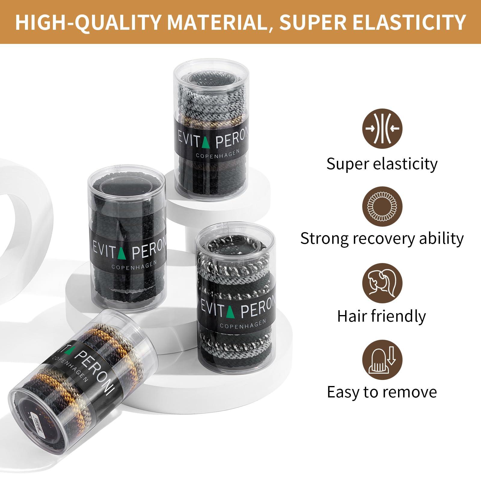 EVITA PERONI EVITA PERONI 12 Pcs Hair Ties Hair Bands for Thick and Curly Hair Ponytail Holders High Elastics No Damage No Crease Hair Accessories for Women and Girls (Black, Brown, Orange, Apricot)