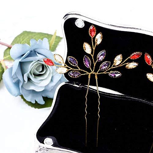 Barode Barode Baroque Crystal Wedding Hair Pins Bridal Hair Clips Accessories for Brides and Bridesmaids Pack of 2 (Red)