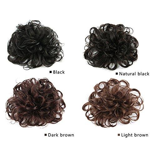 RemeeHi Fluffy Wavy Hair Top Piece 15CM Clip In Human Hair Topper Seamless Replacement Closure Toupee for Thin Hair Light Brown