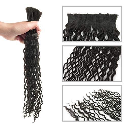 RemeeHi 4 Pcs Human Hair Braid In Bundles Curly Weave Extension No Sew No Crochet No Glue Weft with Excrescent Hair 6" 1#