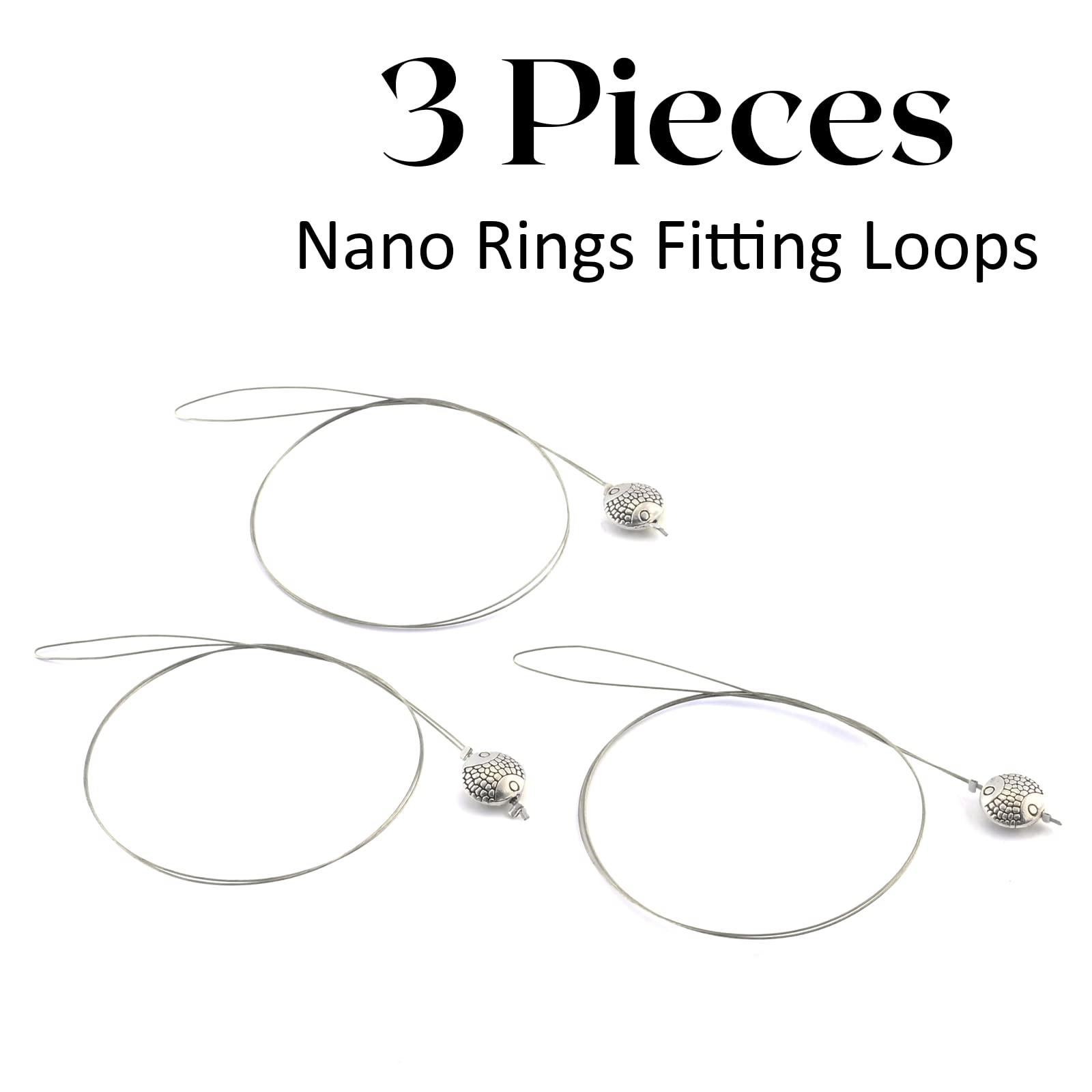 My Hair Tools My Hair Tools Hair Extension Nano Rings Threader Loop Hook Pulling Needle Tool 3pcs Micro Beads Links Feather Hair Extensions Threading Tool (3Pcs Threading Tool), Silver, 24cm