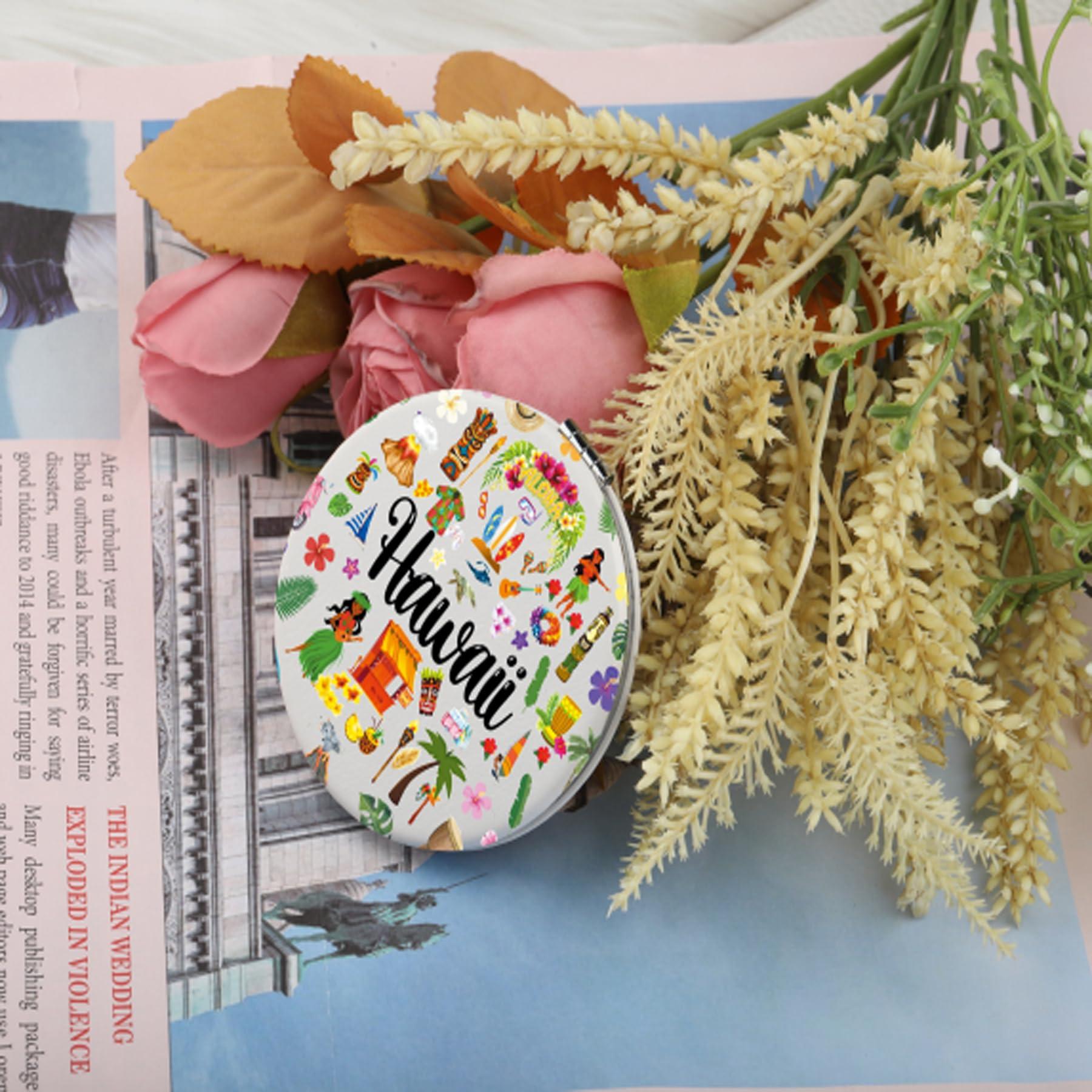 LQRI LQRI Hawaii Travel Compact Mirror Hawaii Lover Gift Hawaii Vacation Merchandise Hawaii Traveller Portable Makeup Mirror