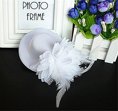 Aimeely Aimeely Elegant Girls Children Feather Flower Hat Veil Convenience Headpieces with Clip White