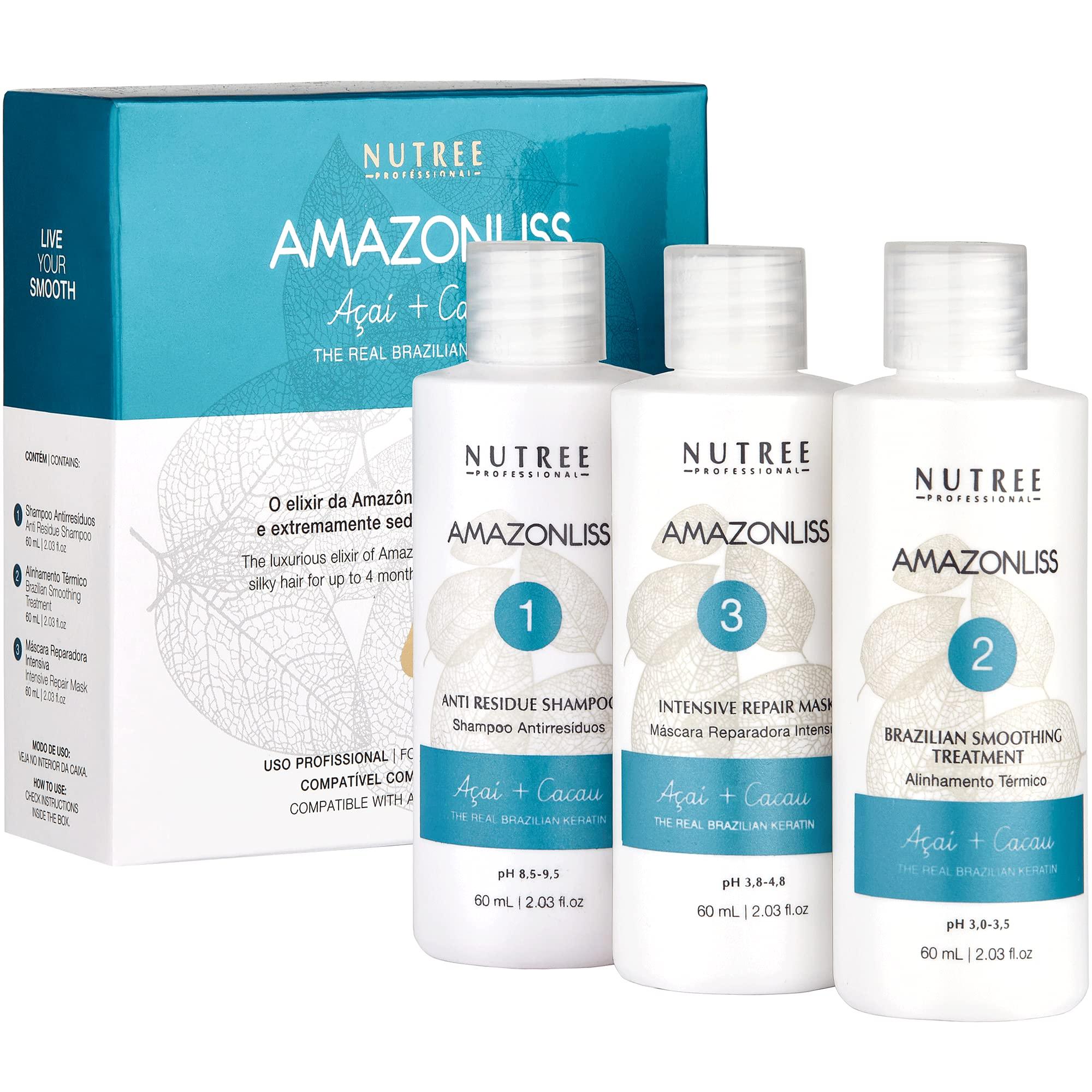 Amazonliss Amazonliss Keratin Hair Treatment Set 2.03 Fl Oz - Natural Ingredients ACAI, Smooths, Softens, Moisturizes, Adds Shine, Reduces Frizz. Packaging may vary