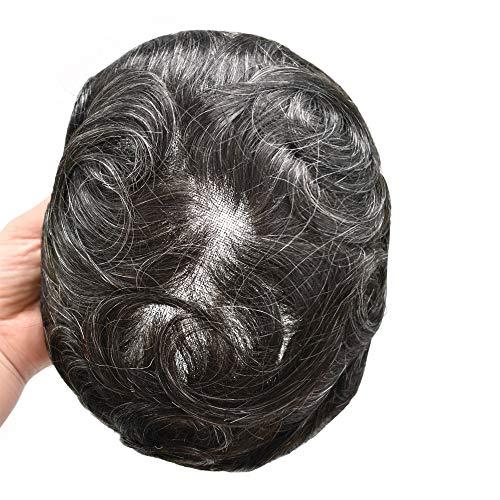 Notherss Full Swiss Lace Mens Toupee Transparent French Lace European Human Hair System For Men With Soft Lace Front Natural Hairline And Bleached Knots Hand Tied Hair Replacement Unit For Men Durable Men Weave For Thinning Hair (8X10, #260 2# DARKEST BROWN60