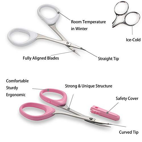 Pafason PAFASON Stainless Steel Curved and Straight Eyebrow Grooming Scissor Set with Safety Cover for Trimming Shaping Eyelash Extensions Eyebrow