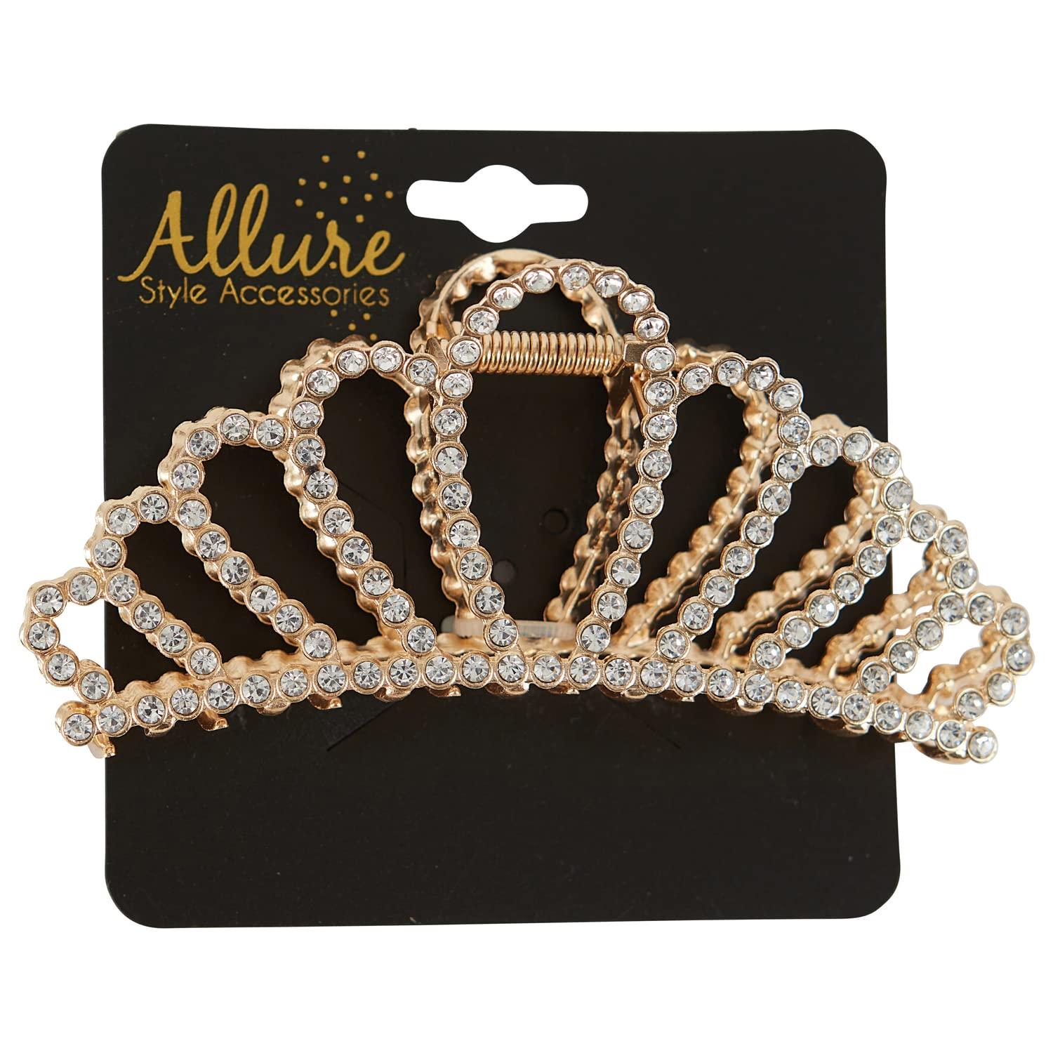 Allure Allure Rhinestone Gold Crown Large Hair Clip