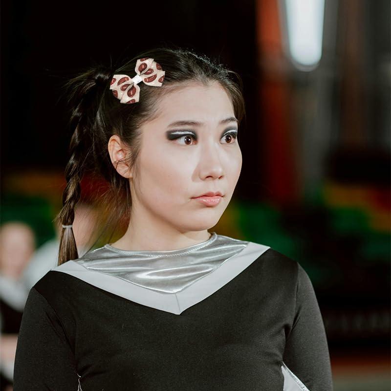 MXXGMYJ Football Cheer Bows for Hair Bow Clips for Women Bowknot Hair Barrettes for Girls Football Hair Clip for Kids Football Mom Bow Hair Accessories for Teens Football Hair Bows for Teenager Girls 2Pcs