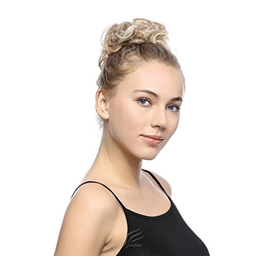STREJHYT Messy Chignon Donut Hair Bun Pad Elastic Hair Rope Rubber Band Synthetic Hairpiece Gary Brown Color 6AH613