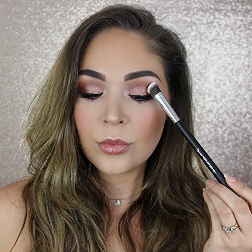 Beauty Junkees Angled Eyeshadow Blending Makeup Brush – Small Mini Angle Kabuki, Synthetic Eye Shadow Blender Brushes for Eyelid, Brow Bone, Crease, Cheek Highlighter, Setting Liquid Cream Mineral Powder Cosmetics