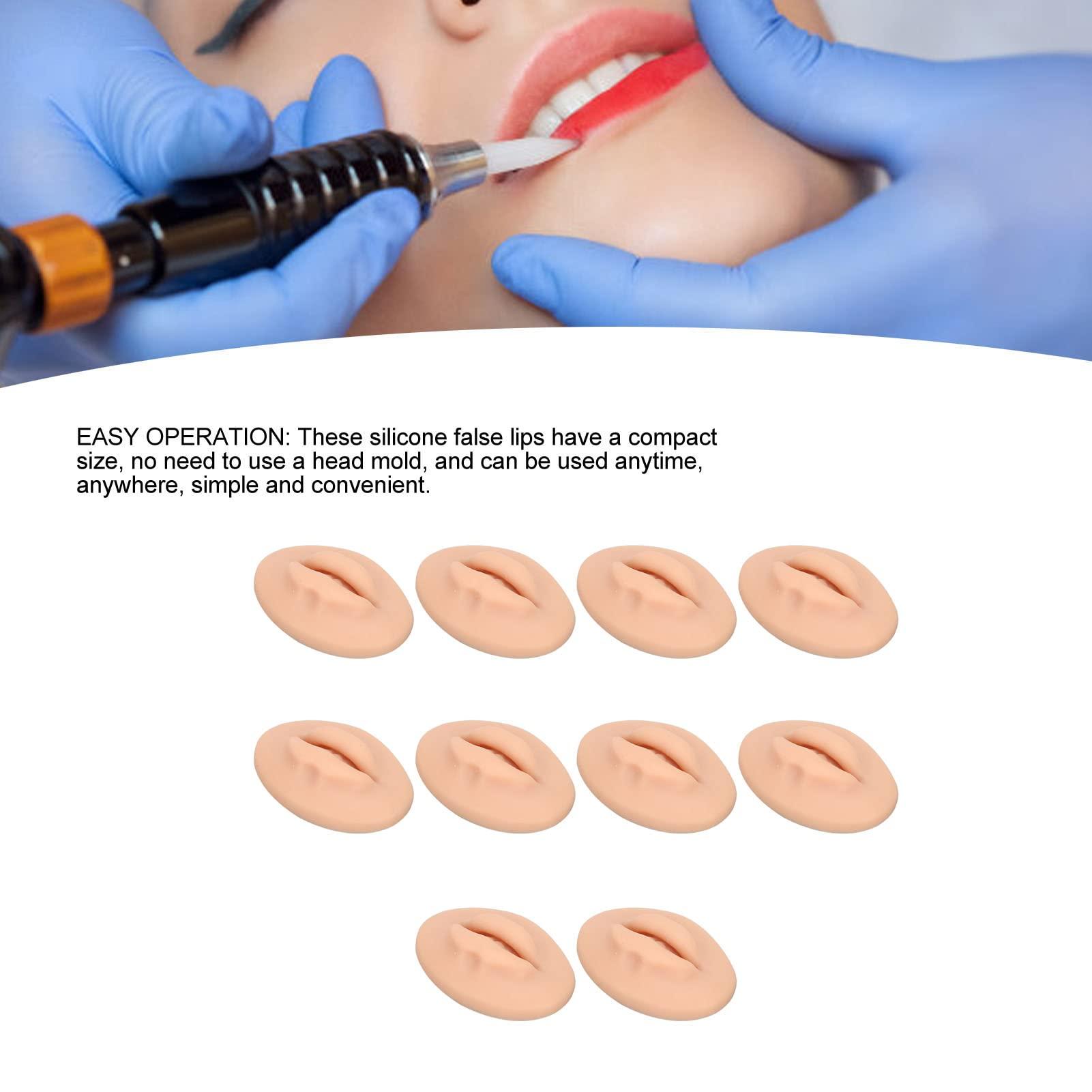 Diydeg Diydeg Fake Lips, 10PCS Silicone Soft Flexible 3D Open Mouth Easy to Apply Colour Practice Lips Highly Reproducible Portable Silicone Lips Model for Makeup Practice (Dark Skin
