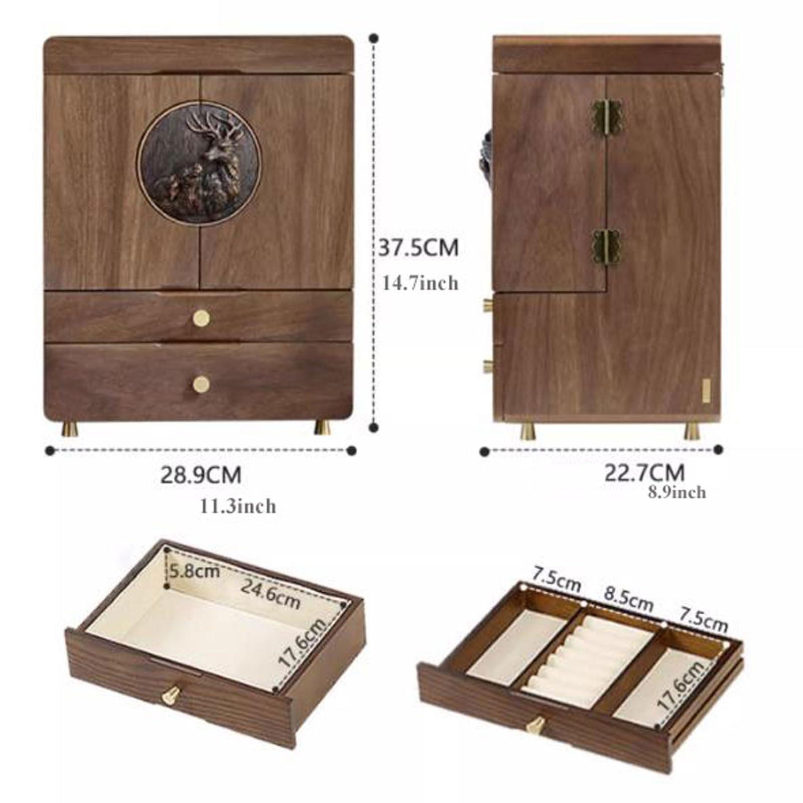 CLoxks makeup organizer Wood Makeup Cosmetic Storage Organizer Box Cabinet with Drawers and Makeup Mirror, Multi-Function Cosmetic Large Capacity Make up Shelf Cosmetics Organizer Box, for Skincare, Lipstick