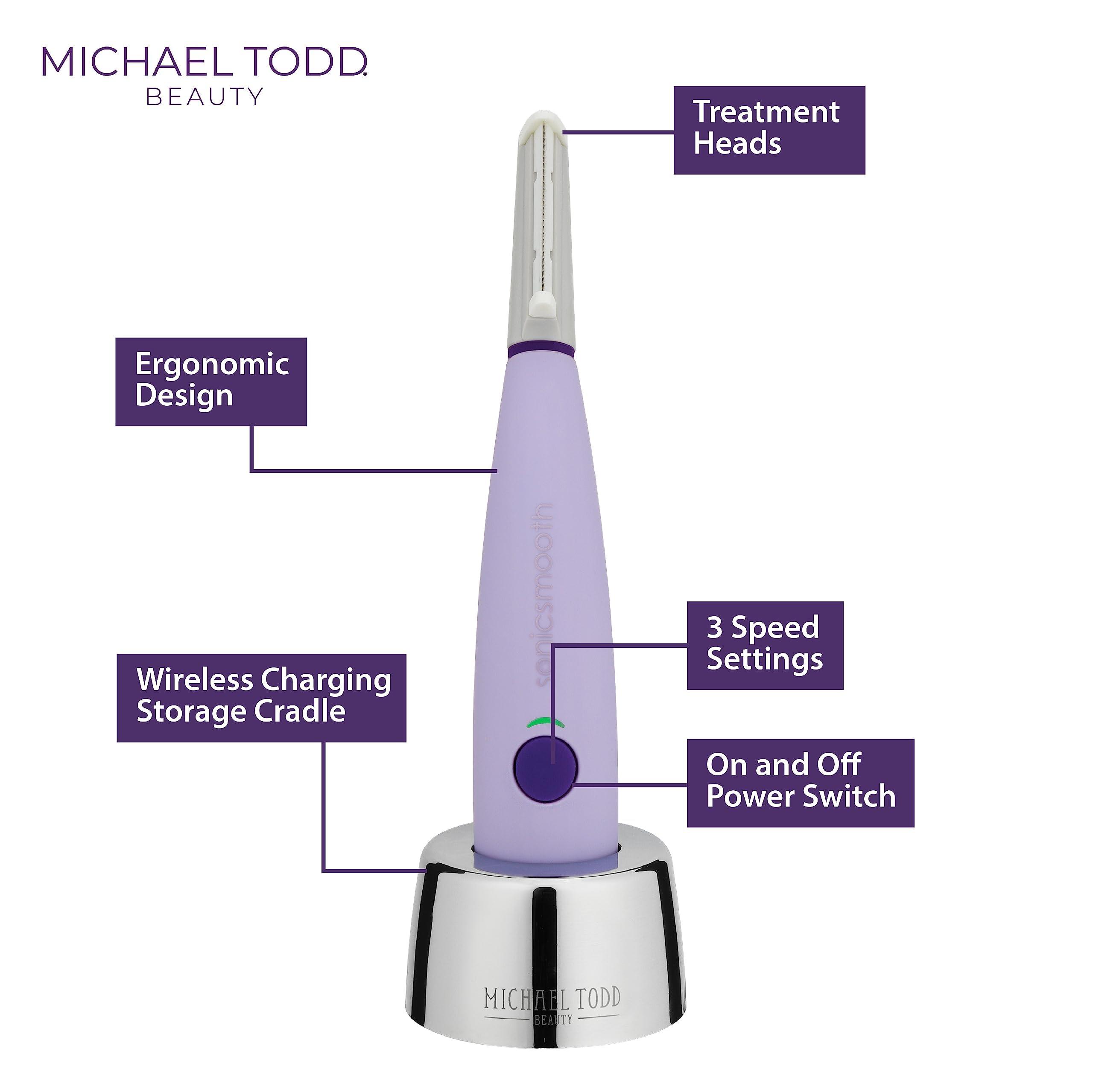 MICHAEL TODD BEAUTY Michael Todd Beauty - Sonicsmooth  SONIC Technology Dermaplaning Tool - 2 in 1 Womens Facial Exfoliation & Peach Fuzz Hair Removal System with 8 Weeks of Safety Edges
