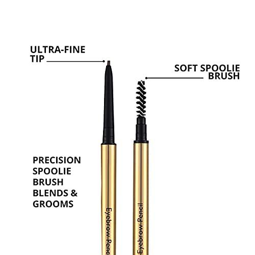 Melanie Jovanovic Eyebrow Definer Pencil | Fill in Draw Fine Lines and add volume to your Brows | Long Lasting and Waterproof | Precision Smart Double Ended Design | Mela Beauty Studio Professional Makeup (Ebony)