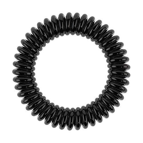 invisibobble invisibobble SLIM Traceless Spiral Hair Ties - Pack of 3, True Black - Strong Elastic Grip Coil Hair Accessories for Women - No Kink, Non Soaking - Gentle for Girls Teens and Thick Hair