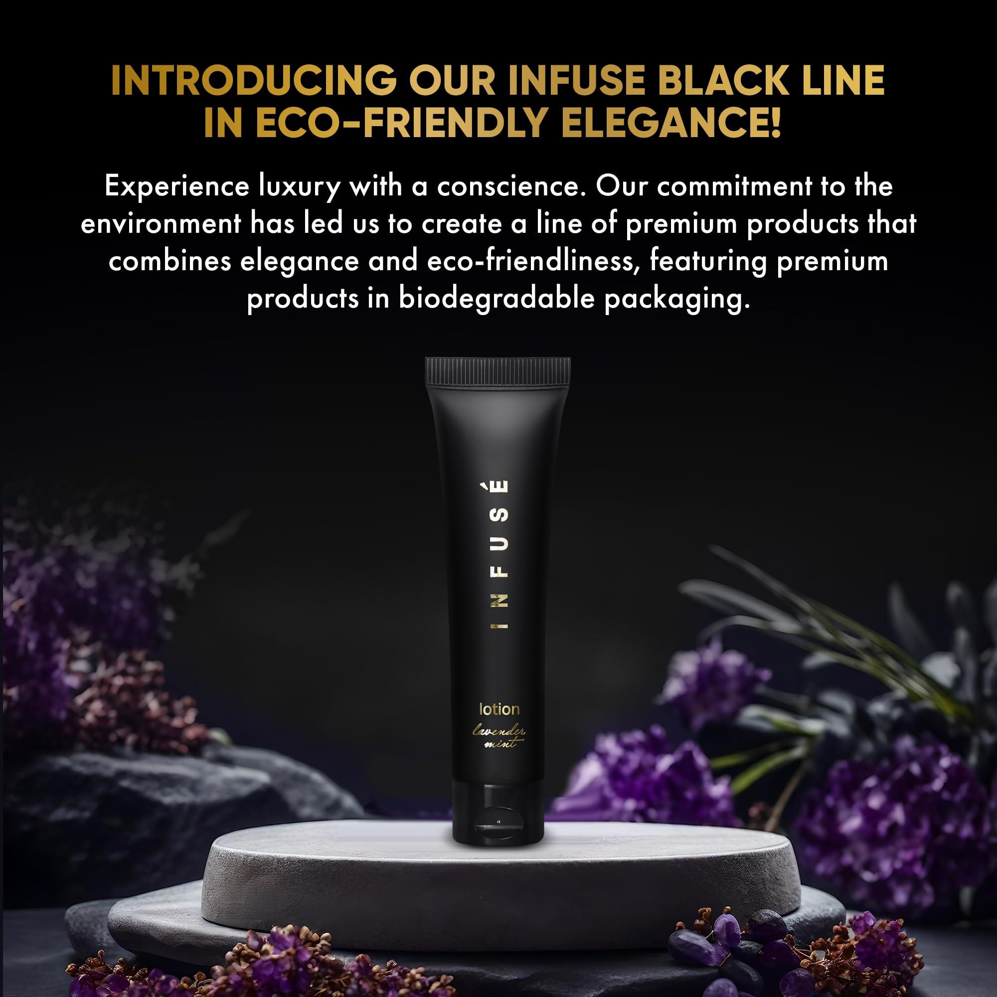 Infuse Infuse Black Hotel Toiletries Bulk | 1 oz Lotion Travel Size | For Hotels, Vacation Rentals, Gym, Luxury, Airport | Case of 20
