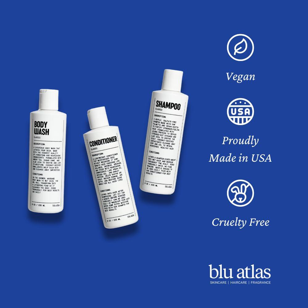 Blu Atlas Blu Atlas Men\'s Natural Shampoo - For All Hair Types - Gentle Cleansing, Deep Hydrating Shampoo Vegan Sulfate and Paraben-Free- Classic Scent, 16 oz.