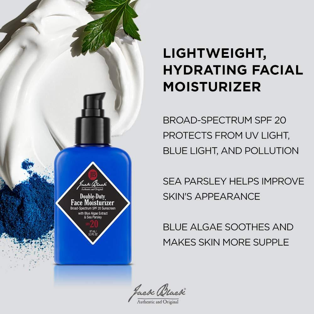 Jack Black Jack Black Double-Duty Face Moisturizer, 3.3 Fl. Oz SPF 20 Sun Protection, Long Lasting Hydrating Skincare, Lightweight Moisturizer, Mens Facial Moisturizer