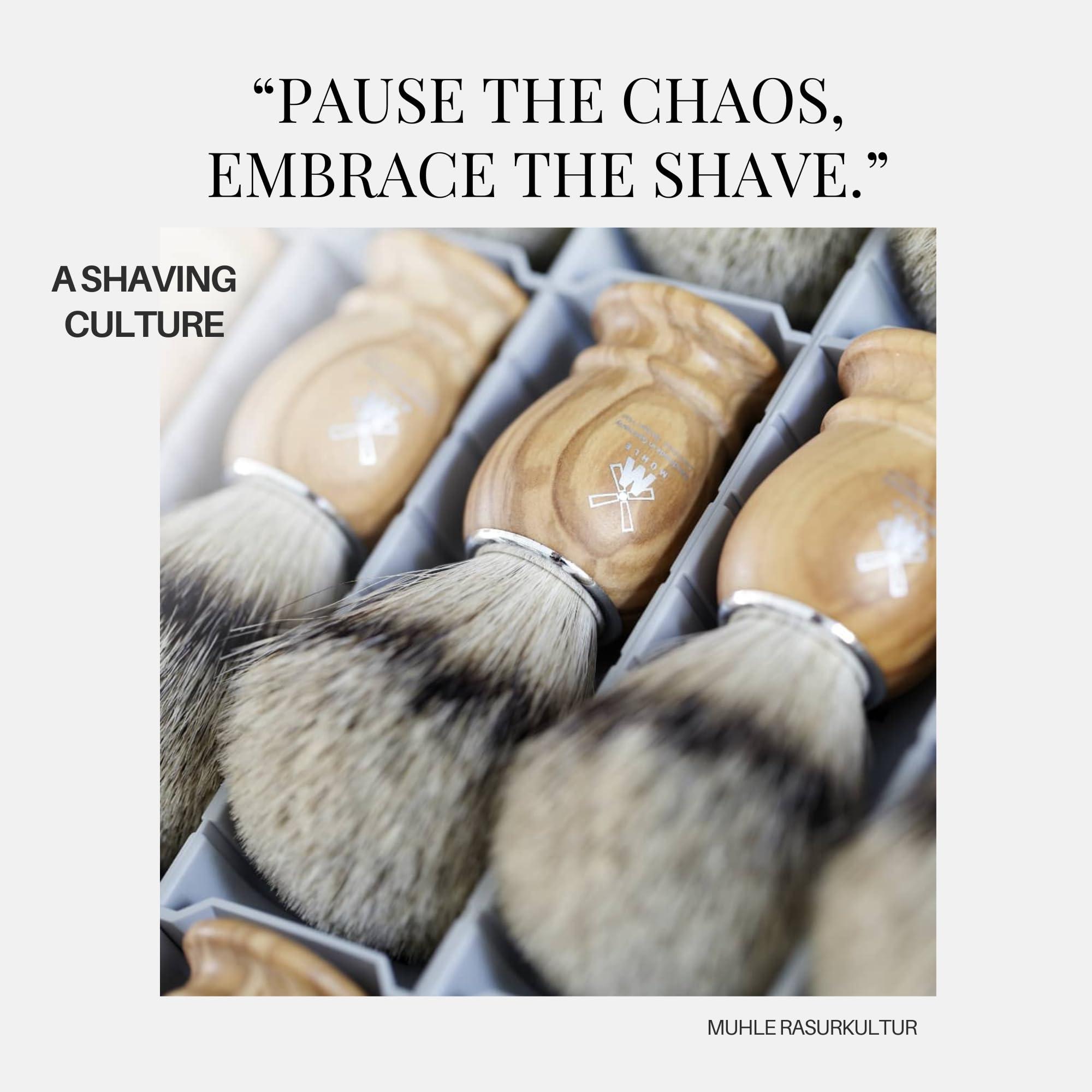 M MHLE MHLE Classic Olive Wood Small Silvertip Fiber Shaving Brush - Synthetic Luxury Shave Brush for Men, Rich Lather