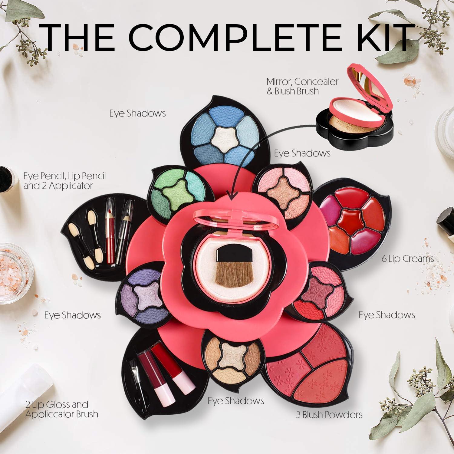 Toysical Toysical Makeup Kit for Teens - Flower Makeup Palette Gift Set for Teen Girls and Women - Makeup for Girls 10-12 - Petals Expand to 3 Tiers - Variety Shade Array - Full Starter Kit for Beginners