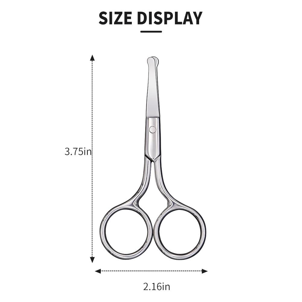 AsonTao Small Scissors, Eyebrow Scissors, Nose Hair Scissors Round Tip Design, Will Not Hurt the Nasal Cavity. Professional Grooming Scissors for Hair, Eyelashes, Nose, Eyebrow Trimming, Mustache. -AsonTao