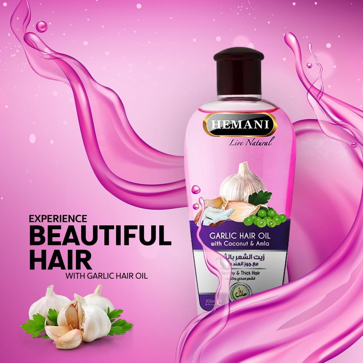Hemani Hemani Garlic Hair Oil 200mL - Nourish & Strengthen Hair, Promote Hair Growth, Enhance Shine & Luster, Reduce Dandruff & Split Ends, Soothe Scalp Irritations.