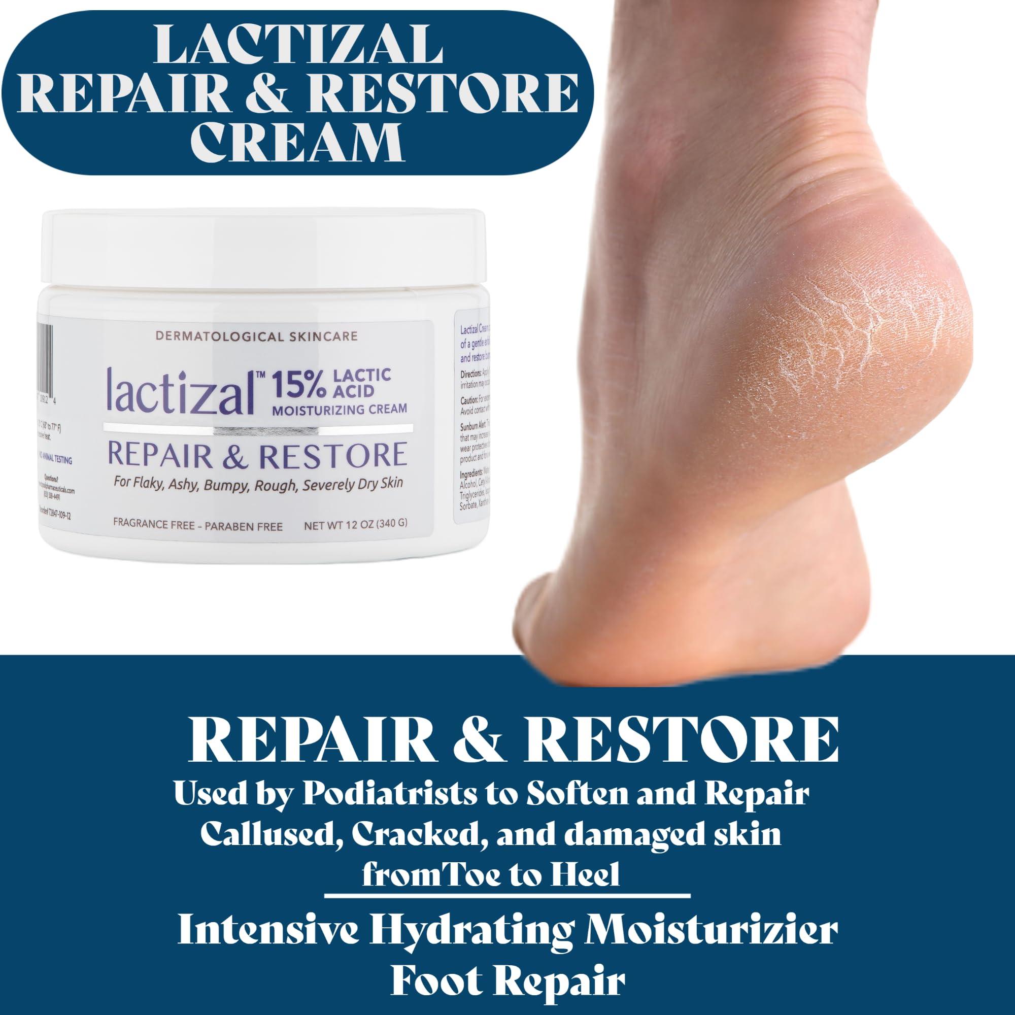 LACTIZAL LACTIZAL Repair & Restore Cream With 15% Lactic Acid 12 oz Tub 2-in-1 Exfoliator and Moisturizer For Extream Dry Skin