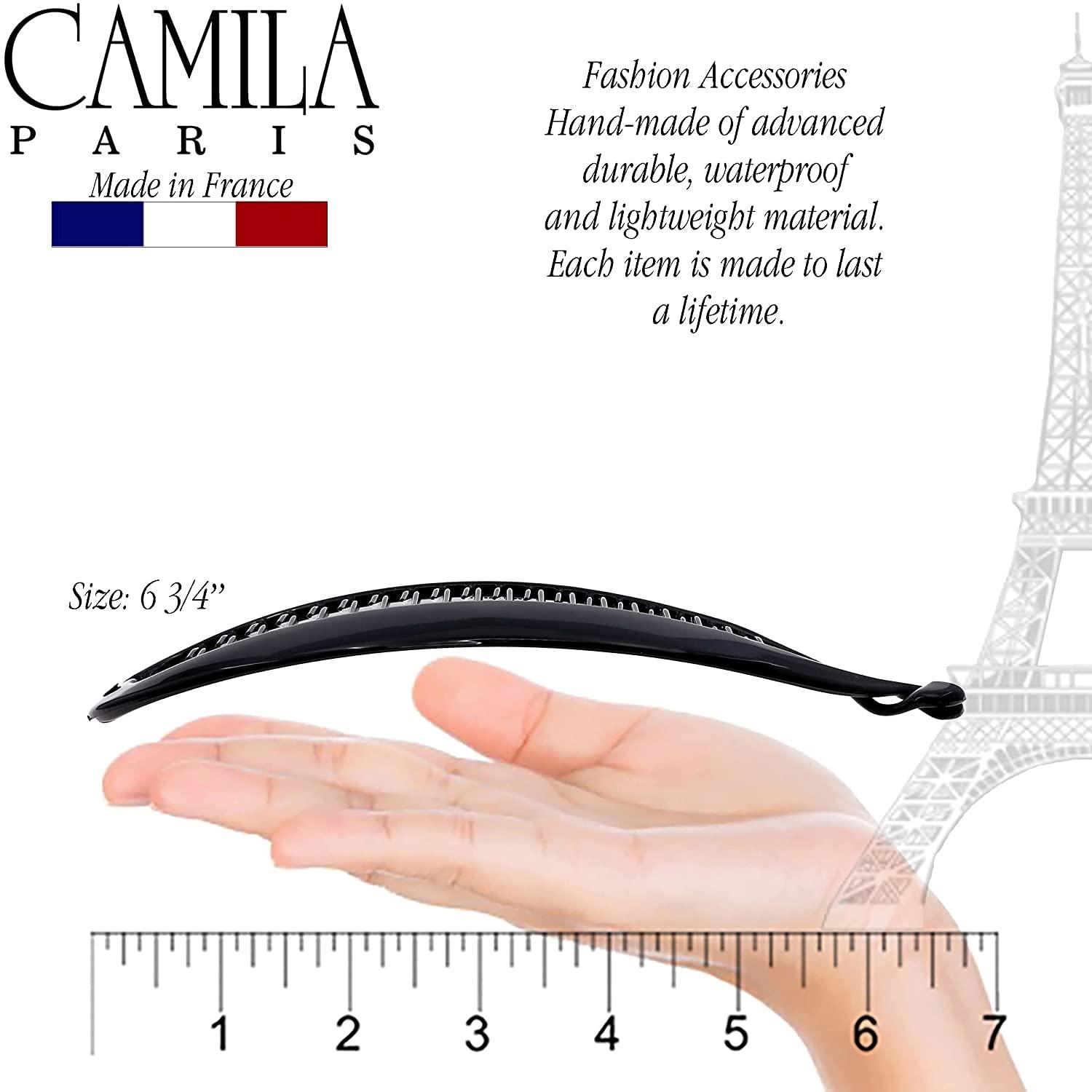 Camila Camila Paris NV135 2 Pack French Large Banana Clip Hair Comb Flexible Banana Clips Hair for Thick Hair Ponytail Holder Interlocking Banana Hair Clips Styling Hair Banana Clips for Women Made in France