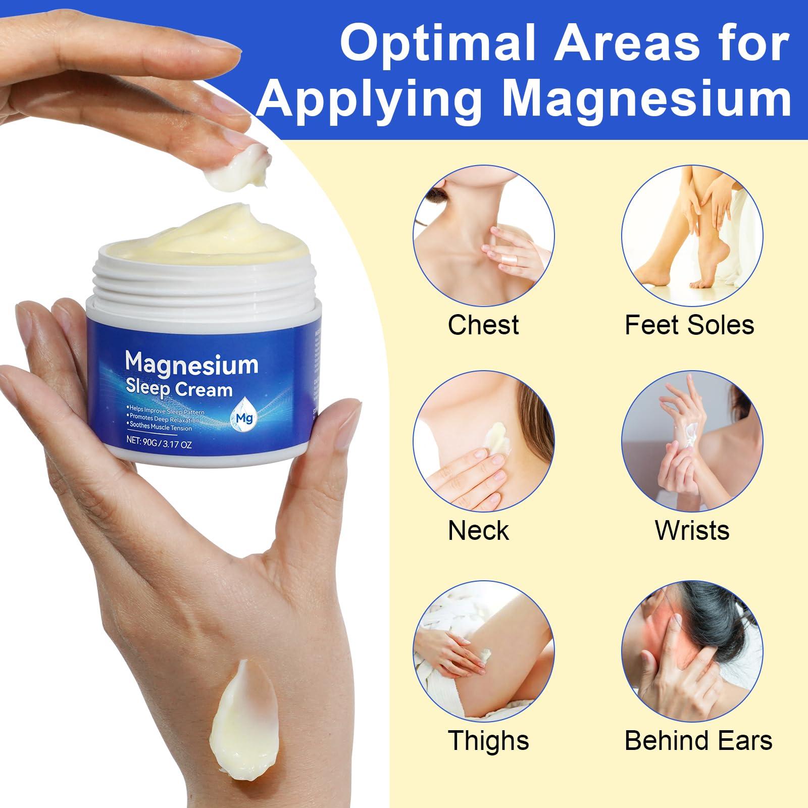 QJCWXIAOX QJCWXIAOX Magnesium Cream,Topical Magnesium Cream with Pure Zechstein Magnesium,Magnesium Lotion,Rich In Almond oil, Lavender, Vitamin E,Topical Magnesium Oil for Feet, 3.17 OZ