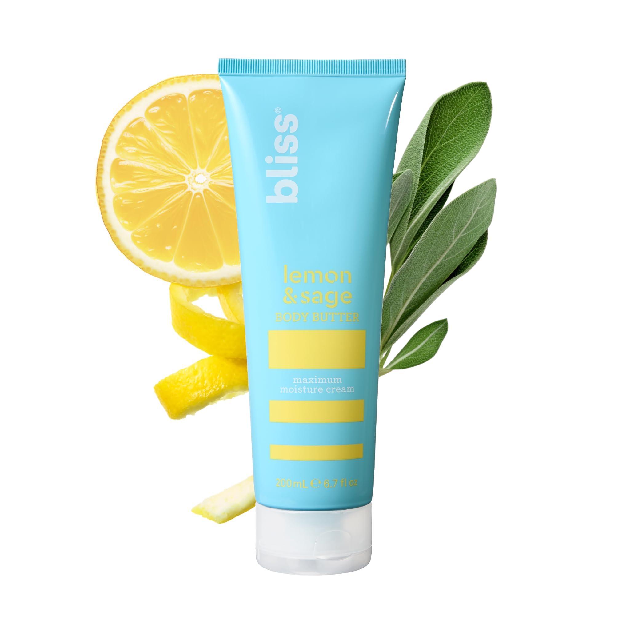 Bliss Bliss Lemon and Sage Body Butter - Maximum Moisture Cream - 6.7 Fl Oz Lotion for Dry Skin - Long-Lasting Moisturizer for Women & Men - Vegan and Cruelty-Free